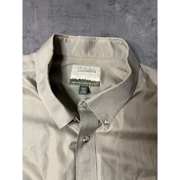 Cabela Outfitter Series Mens Button Down Short Sleeve Short 3XL Tan - Picture 2 of 5